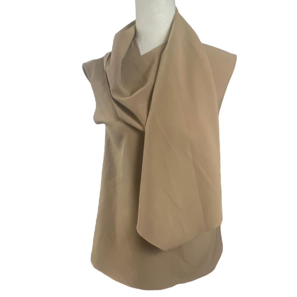 LANE JT Sleeveless top blouse w Shawl size M Medium Tan beige